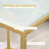 easycomfort easycomfort tavolino da caffe per casa e giardino in metallo con effetto marmo 40x40x50cm oro