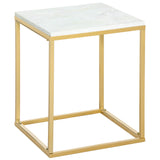 easycomfort easycomfort tavolino da caffe per casa e giardino in metallo con effetto marmo 40x40x50cm oro