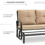 easycomfort easycomfort panchina a dondolo da giardino per 2 persone con cuscini per seduta e schienale 122x70x87cm khaki