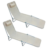 easycomfort easycomfort set 2 lettini prendisole pieghevoli con schienale reclinabile a 4 livelli metallo e tessuto a rete beige