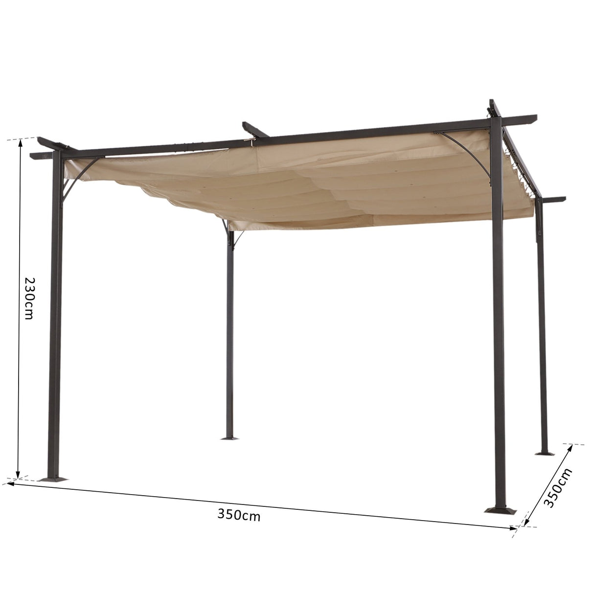 easycomfort easycomfort gazebo pergola da giardino parasole retraibile cornice nera tendale beige 350 x 350 x 230cm ean 8055776912202