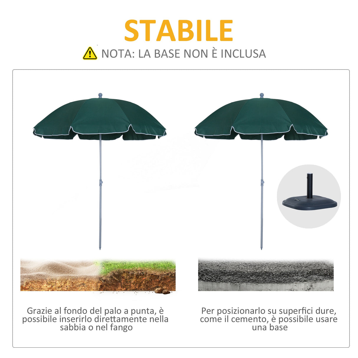 easycomfort easycomfort ombrellone da esterno giardino terrazza portatile 220cm con tettuccio inclinabile in poliestere verde scuro ean 8054111843508