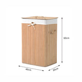 easycomfort easycomfort cesta portabiancheria in bambu con coperchio e fodera rimovibile naturale 40x30x60cm
