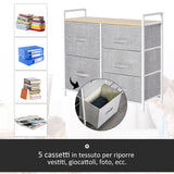easycomfort easycomfort cassettiera con 5 cassetti pieghevoli e rimovibili in tessuto grigio ean 8054144134062