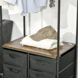 easycomfort easycomfort appendiabiti da terra con mobile da 6 cassetti in tessuto e ripiano aperto 63 5x40x172 5 cm nero e marrone