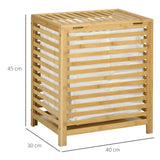 easycomfort easycomfort cesto portabiancheria a doghe in bambu e tessuto con coperchio e sacca rimovibile 50x36x60 cm