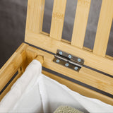 easycomfort easycomfort cesto portabiancheria a doghe in bambu e tessuto con coperchio e sacca rimovibile 50x36x60 cm