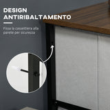 easycomfort easycomfort cassettiera 8 cassetti in tessuto rimovibili in legno e acciaio stile industriale 45x30x116cm