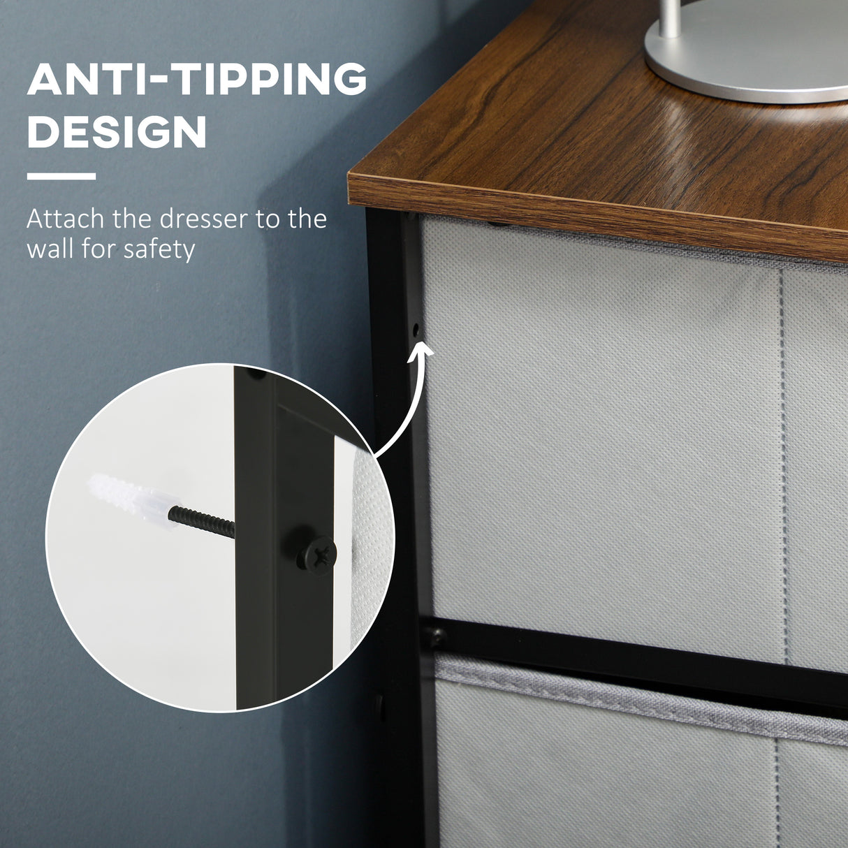 easycomfort easycomfort cassettiera 6 cassetti in tessuto rimovibili in legno e acciaio stile industriale 80x30x62 5cm