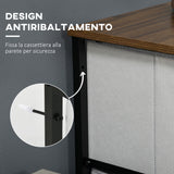easycomfort easycomfort cassettiera 8 cassetti in tessuto rimovibili in legno e acciaio stile industriale 80x30x81 5cm