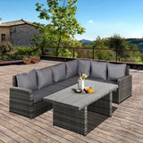 easycomfort easycomfort salotto da giardino con 2 divani e tavolo in pe rattan grigio
