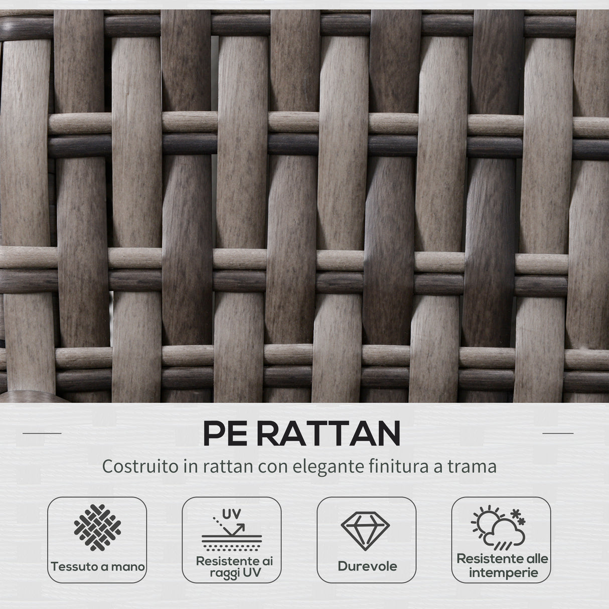 easycomfort easycomfort salotto da giardino con 2 divani e tavolo in pe rattan grigio