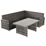 easycomfort easycomfort salotto da giardino con 2 divani e tavolo in pe rattan grigio
