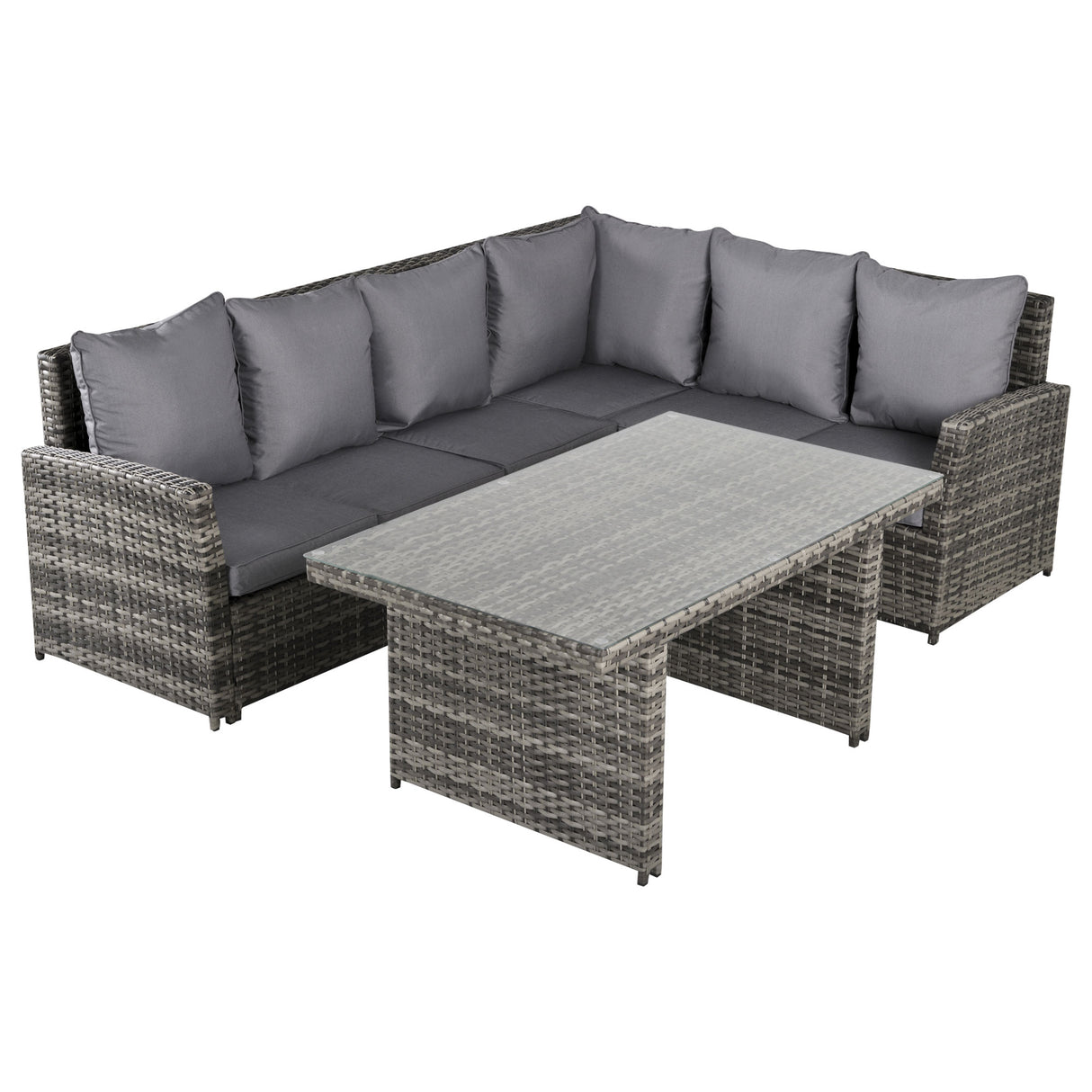 easycomfort easycomfort salotto da giardino con 2 divani e tavolo in pe rattan grigio
