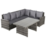 easycomfort easycomfort salotto da giardino con 2 divani e tavolo in pe rattan grigio