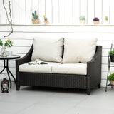 easycomfort easycomfort divano da giardino 2 posti in rattan pe divano da esterno con cuscini imbottiti e piedini regolabili 132x70x74cm marrone