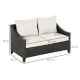 easycomfort easycomfort divano da giardino 2 posti in rattan pe divano da esterno con cuscini imbottiti e piedini regolabili 132x70x74cm marrone