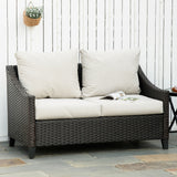 easycomfort easycomfort divano da giardino 2 posti in rattan pe divano da esterno con cuscini imbottiti e piedini regolabili 132x70x74cm marrone