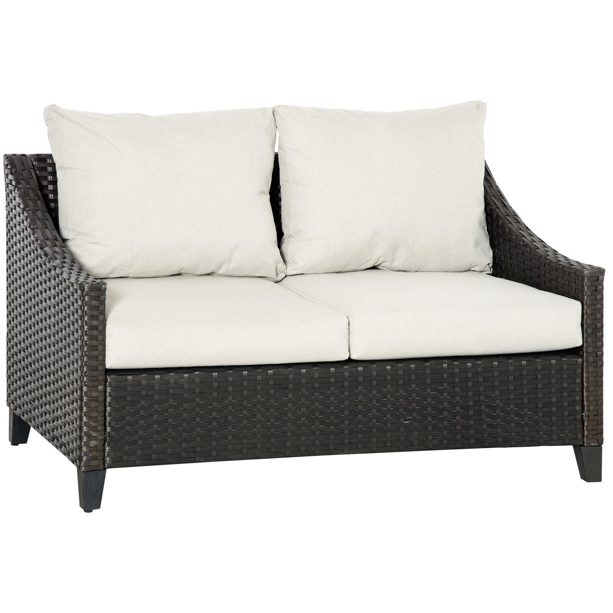 easycomfort easycomfort divano da giardino 2 posti in rattan pe divano da esterno con cuscini imbottiti e piedini regolabili 132x70x74cm marrone