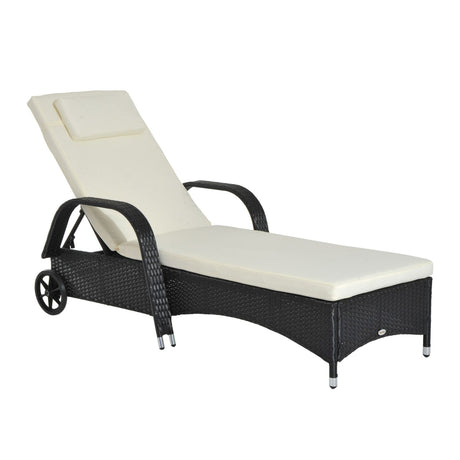 easycomfort easycomfort lettino sdraio reclinabile in pe rattan con materassino imbottito e ruote nero ean 8055776913070