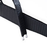 easycomfort easycomfort set 2 sdraio lettino prendisole in rattan con materassino imbottito e tavolino nero