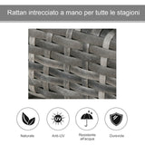 easycomfort easycomfort set 2 sdraio da giardino in pe rattan con cuscino imbottito grigio ean 8055776914077