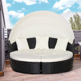 easycomfort easycomfort set componibile divano circolare da esterno in pe rattan nero e beige