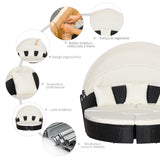 easycomfort easycomfort set componibile divano circolare da esterno in pe rattan nero e beige