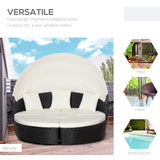 easycomfort easycomfort set componibile divano circolare da esterno in pe rattan nero e beige