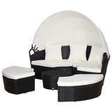 easycomfort easycomfort set componibile divano circolare da esterno in pe rattan nero e beige