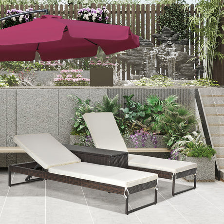 easycomfort easycomfort set 2 lettini prendisole con tavolino in pe rattan marrone