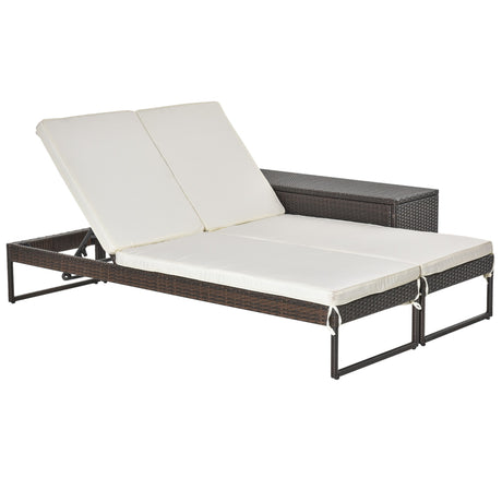 easycomfort easycomfort set 2 lettini prendisole con tavolino in pe rattan marrone