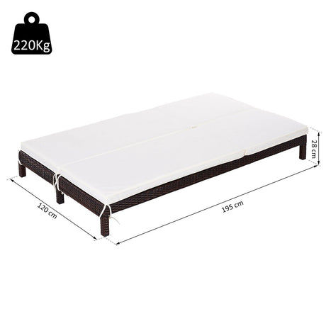 easycomfort easycomfort lettino sdraio prendisole a 2 posti in pe rattan marrone con materassino bianco ean 8055776914992