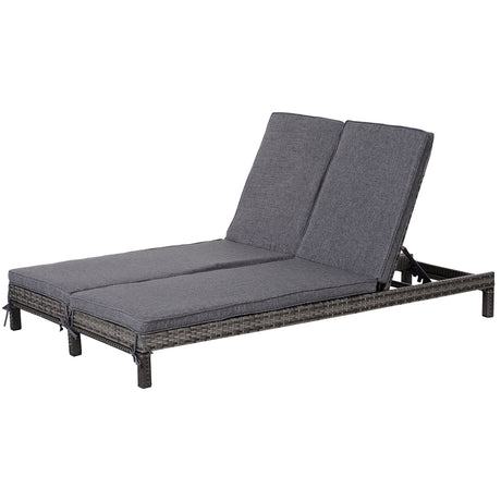 easycomfort easycomfort lettino sdraio prendisole a 2 posti in pe rattan con materassino grigio ean 8055776915005