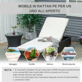 easycomfort easycomfort lettino prendisole in rattan pe con schienale reclinabile su 5 posizioni 195x68x31cm marrone