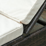 easycomfort easycomfort lettino prendisole in rattan pe con schienale reclinabile su 5 posizioni 195x68x31cm marrone