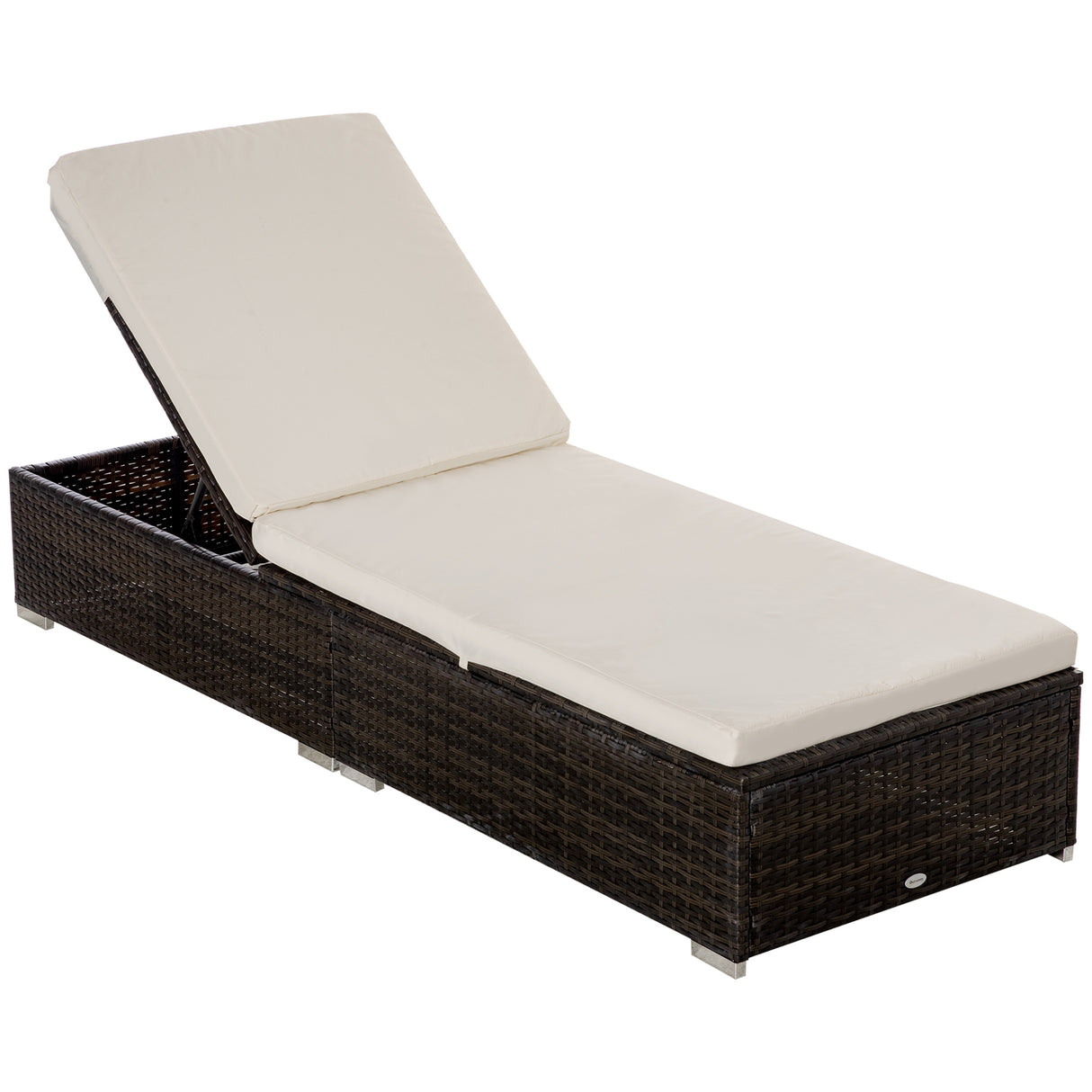 easycomfort easycomfort lettino prendisole in rattan pe con schienale reclinabile su 5 posizioni 195x68x31cm marrone