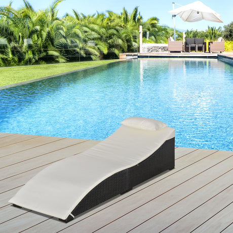 easycomfort easycomfort lettino sdraio prendisole pieghevole in pe rattan nero con materassino bianco crema ean 8055776915807