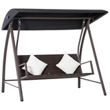 easycomfort easycomfort dondolo da giardino 3 posti in rattan pe e metallo con tettuccio e cuscini sfoderabili 198x124x179cm marrone