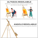 easycomfort easycomfort cavalletto per pittura pieghevole in faggio con altezza e angolazione regolabile 65x110x180 235 cm