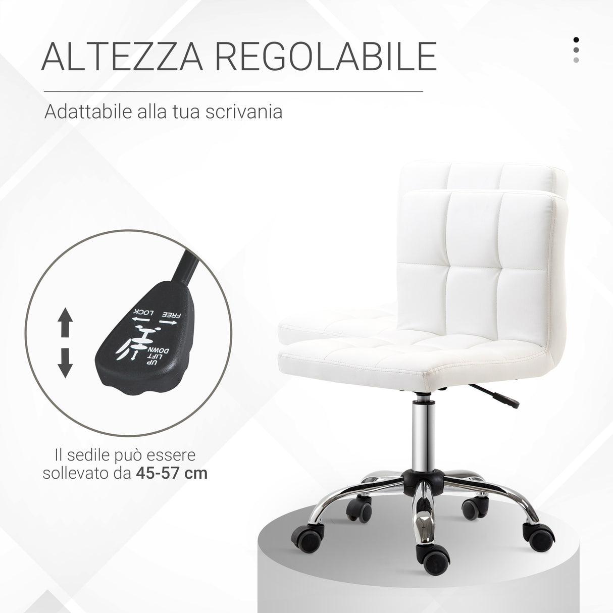 easycomfort easycomfort sedia girevole regolabile in pelle sintetica bianca 46x51x76 88cm ean 8054111848343