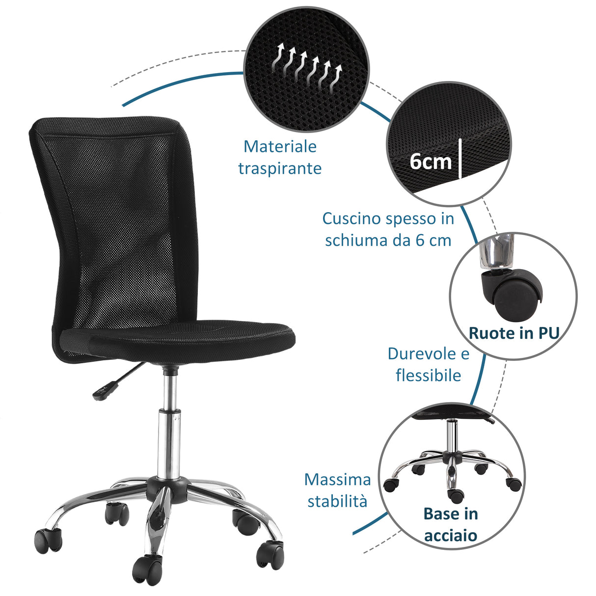 easycomfort easycomfort sedia da ufficio ergonomica girevole 5 ruote altezza regolabile ean 8054111843478