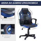 easycomfort easycomfort sedia gaming ergonomica poltrona da ufficio girevole con rotelle in pelle pu nera e blu altezza regolabile