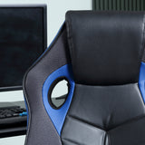 easycomfort easycomfort sedia gaming ergonomica poltrona da ufficio girevole con rotelle in pelle pu nera e blu altezza regolabile