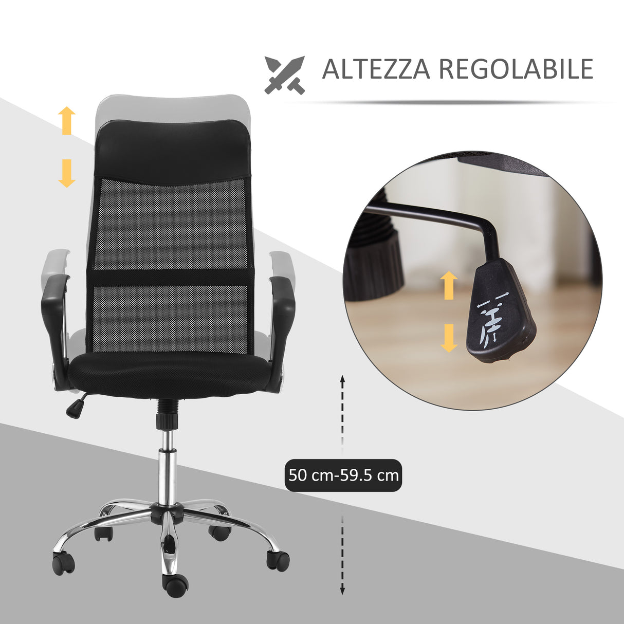 easycomfort easycomfort sedia ergonomica da ufficio girevole e dondolo con ruote altezza regolabile e schienale a rete nero