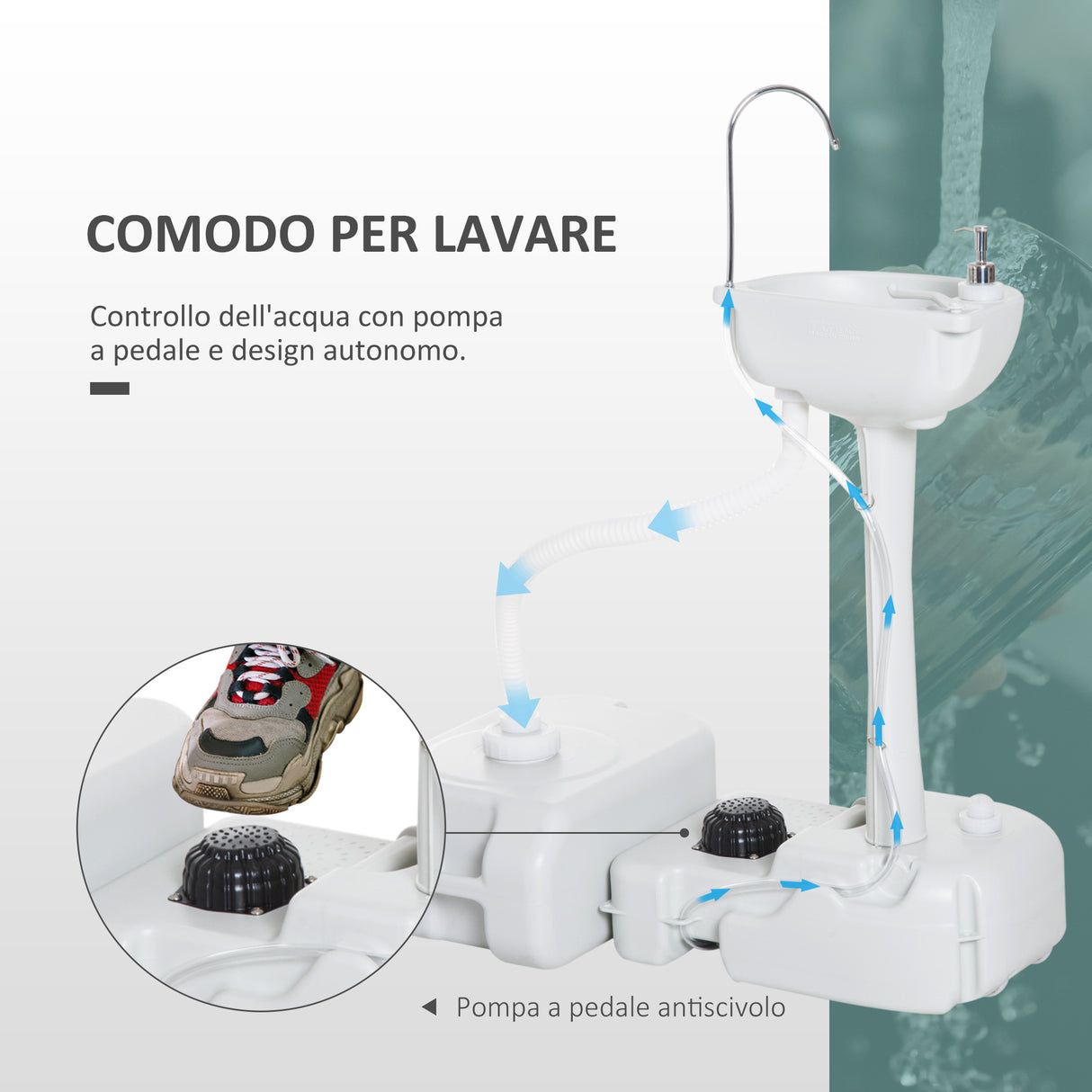 easycomfort easycomfort lavabo portatile da campeggio con 2 ruote serbatoio acqua 17l cisterna di scarico 24l e serbatoio sapone 3 5l ean 8055776911410