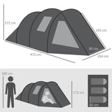 easycomfort easycomfort tenda da campeggio 3 4 persone due stanze con finestre borsa da trasporto 475x264x172cm nero