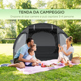 easycomfort easycomfort tenda da campeggio 3 4 persone due stanze con finestre borsa da trasporto 475x264x172cm nero