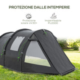 easycomfort easycomfort tenda da campeggio 3 4 persone due stanze con finestre borsa da trasporto 475x264x172cm nero