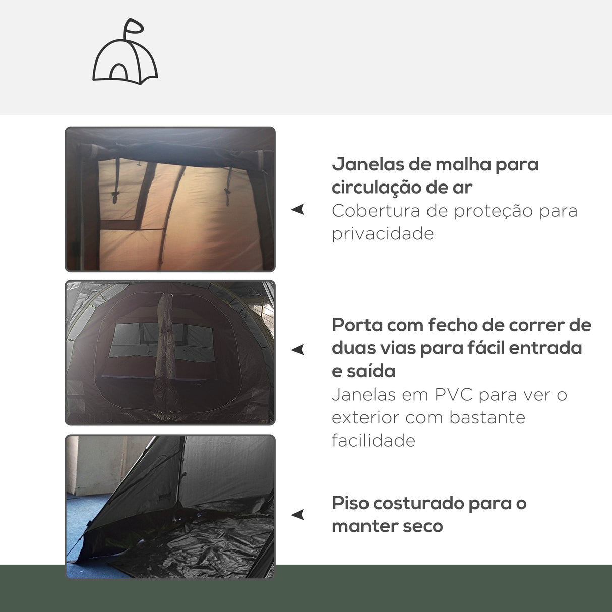 easycomfort easycomfort tenda da campeggio 3 4 persone due stanze con finestre borsa da trasporto 475x264x172cm nero